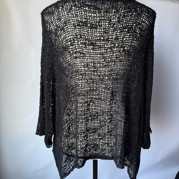 Elsie and Zoey Black Open Knit Sweater coastal boho Cottagecore OS - Picture 5 of 12